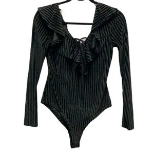 Flying Tomato stripe ruffle bodysuit